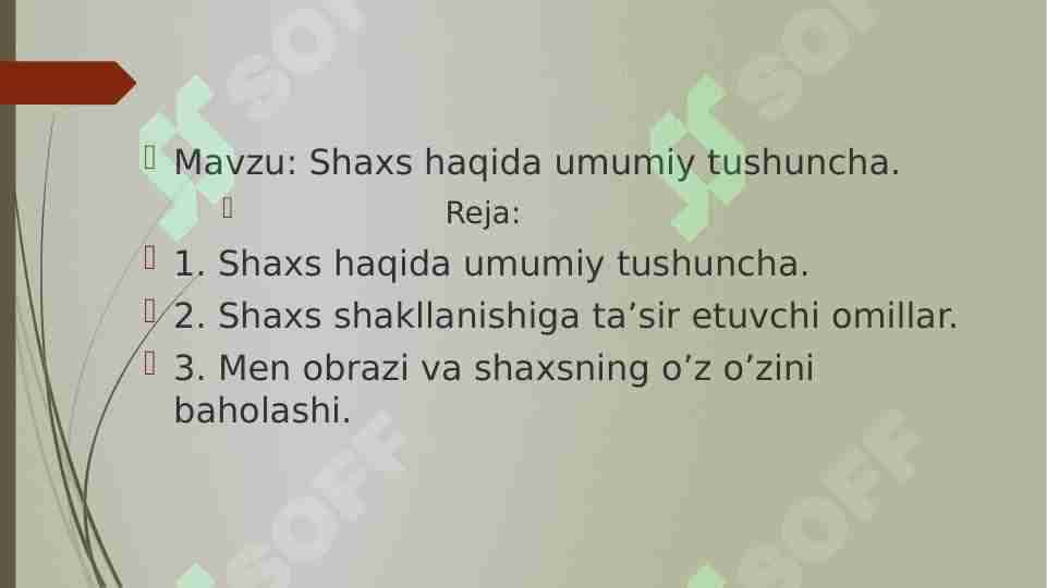 Shaxs haqida umumiy tushuncha