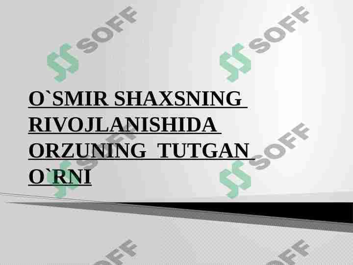 o`smir shaxsning rivojlanishida orzuning tutgan o`rni 1