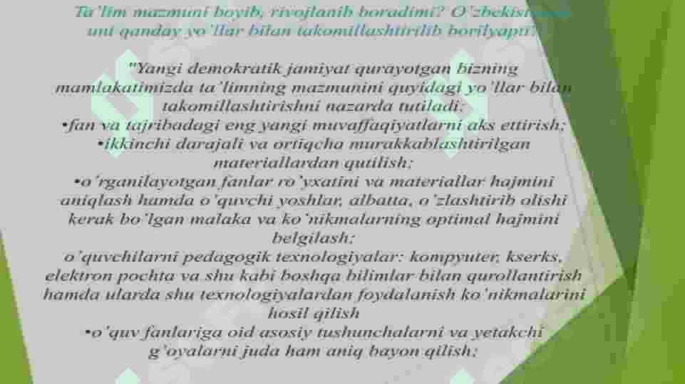 Ta'lim mazmuni 7