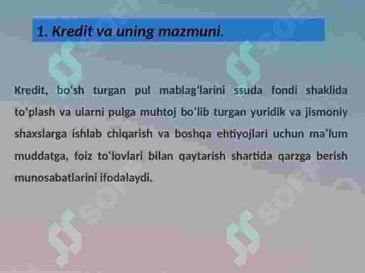 Kreditning Zarurligi, Funksiyalari Turlari Va Shakllari. 4