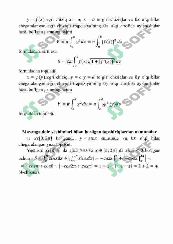 Aniq integralning geometrik tatbiqlari 3
