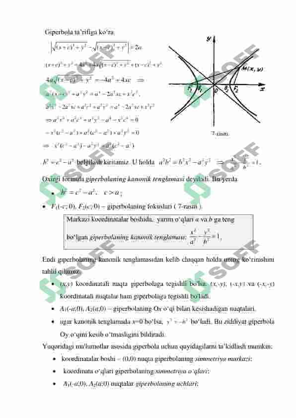 IKKINCHI TARTIBLI CHIZIQLAR:GIPERBOLA,PARABOLA, VA ULARNING KANONIK TENGLAMASI,IKKINCHI TARTIBLICHIZIQLARNI KLASSIFIKATSIYALASH 2