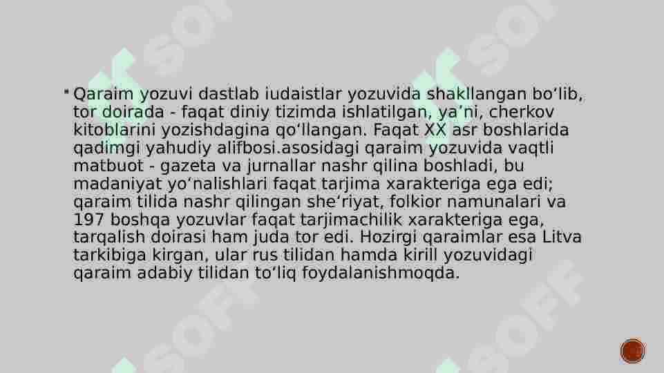 Qaraim tili — turkiy tillarning qipchoq guruhiga mansub til. 3