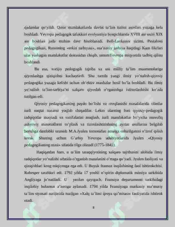 Jahon mamlakatlari ta'lim tizimining integratsiyalashuvi 8