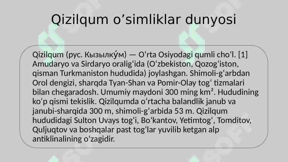 Qizilqum o’simliklar dunyosi