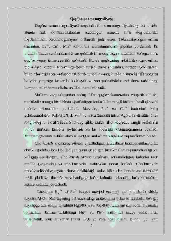 Qog’oz xromotografiyasida kationlarni analizi 2