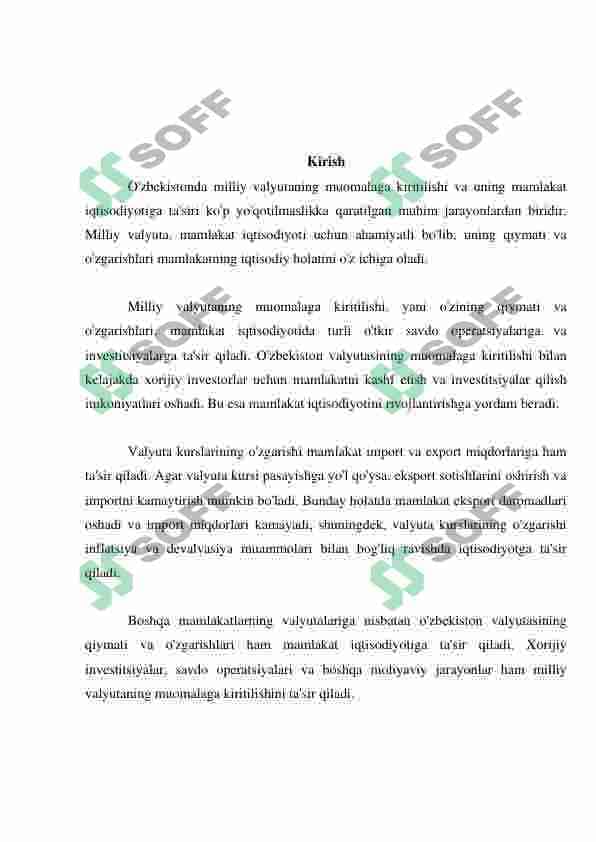 O’zbekistonda milliy valyutaning muomalaga kiritilinishi va uning  mamlakat iqtisodiyotiga ta’siri 3