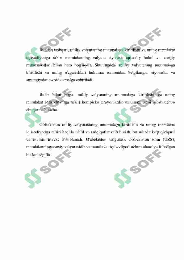 O’zbekistonda milliy valyutaning muomalaga kiritilinishi va uning  mamlakat iqtisodiyotiga ta’siri 4