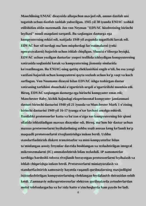 Ob’ektlar orasidagi masofani aniqlash va ko’rsatish mikroprotsessor tizimi” 8