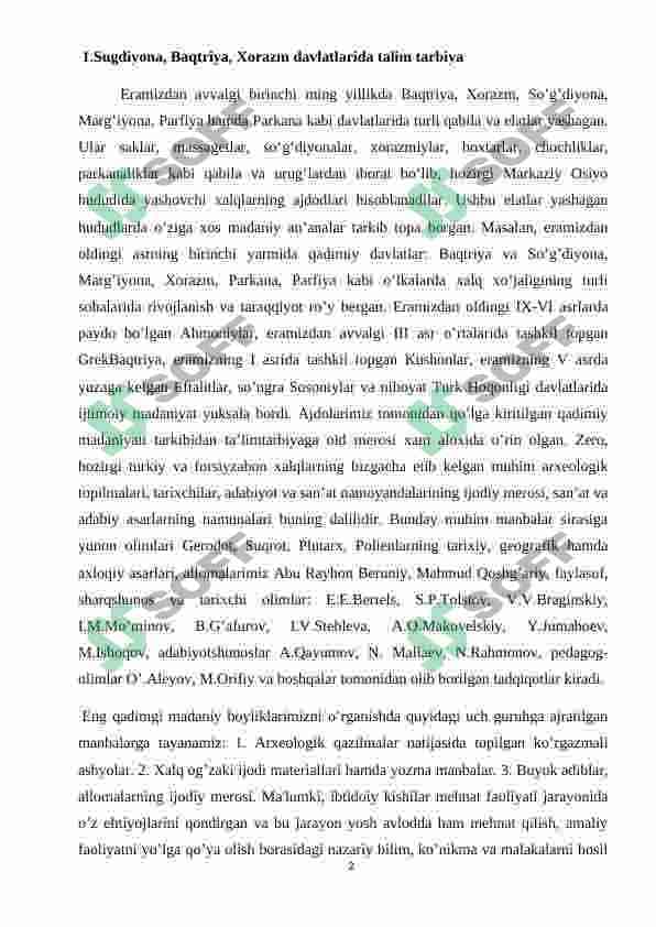 Sugdiyona, Baqtriya, Xorazm davlatlarida talim tarbiya va pedagogik fikrlar taraqqiyoti 2
