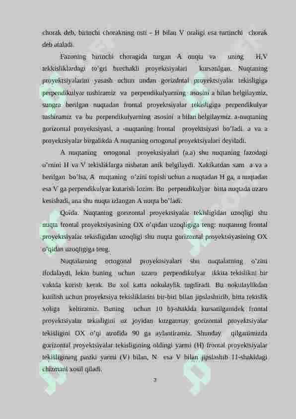 Nuqtaning proyеksiyalari 3