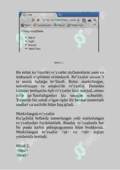 Ro’yhat teglari bilan ishlash, ochiluvchi ro’yxat (selectbox) 3