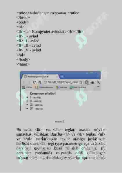 Ro’yhat teglari bilan ishlash, ochiluvchi ro’yxat (selectbox) 4