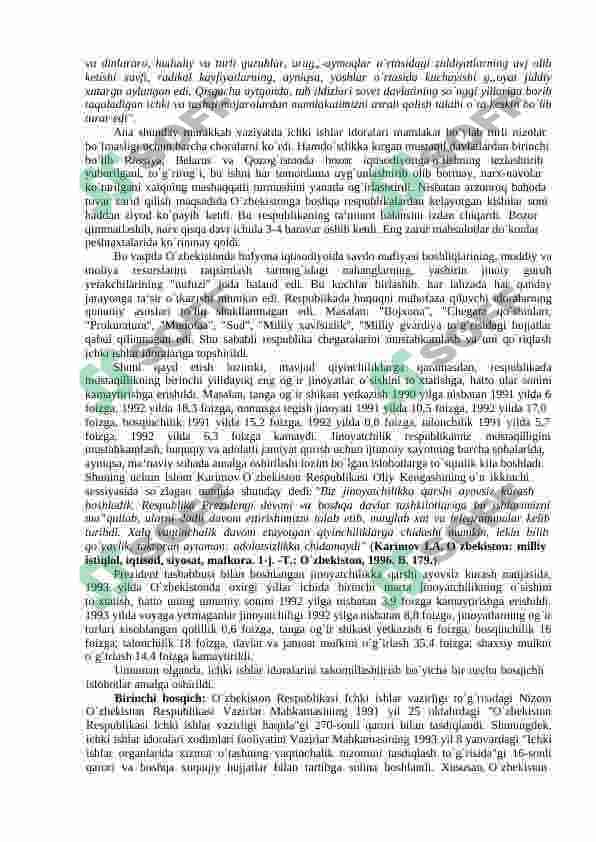 2017-2021 YILLARDA QUROLLI KUCHLAR, ICHKI ISHLAR VA DAVLAT XAVFSIZLIK, FAVQULOTDA VAZIYATLAR XIZMATLARI TIZIMIDAGI ISLOHOTLAR. 6