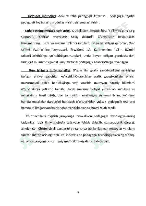 CHIZMACHILIK DARSLARIDA DIDAKTIK O‘YINLARDAN FOYDALANISH METODIKASI 8