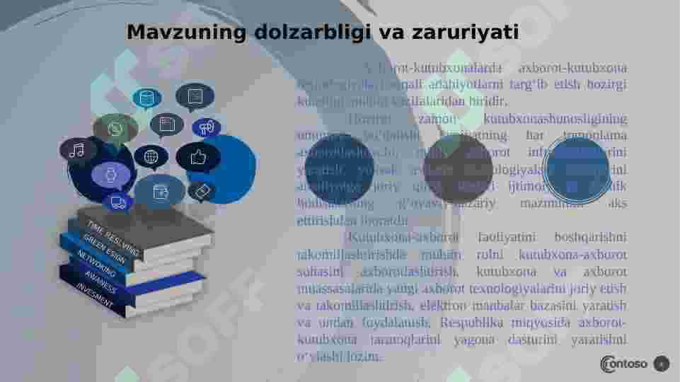 AXBOROT-KUTUBXONA MUASSASALARIDA   ZAMONAVIY INFARMATSION TEXNALOGIYALAR 4
