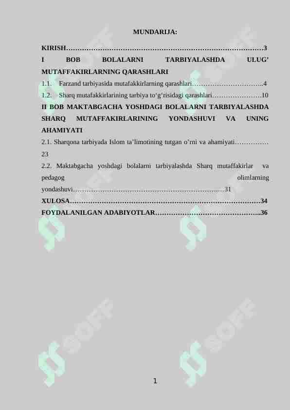 MAKTABGACHA YOSHDAGI BOLALARNI TARBIYALASHDA SHARQ MUTAFFAKIRLARINING YONDASHUVI