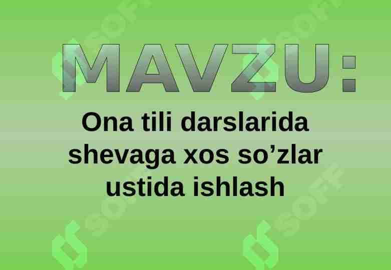 Ona tili darslarida shevaga xos so’zlar ustida ishlash