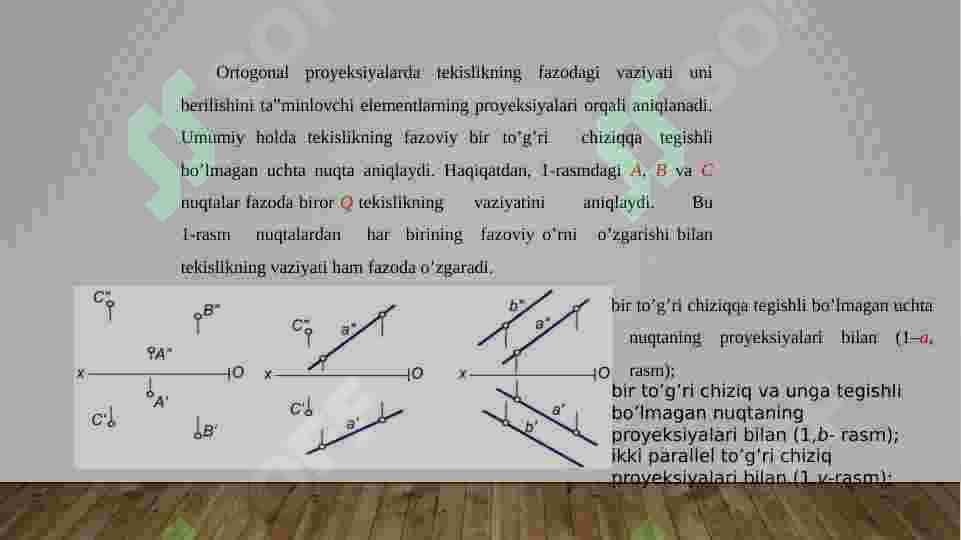 TЕKISLIKNING ORTOGONAL PROYEKSIYALARI 2