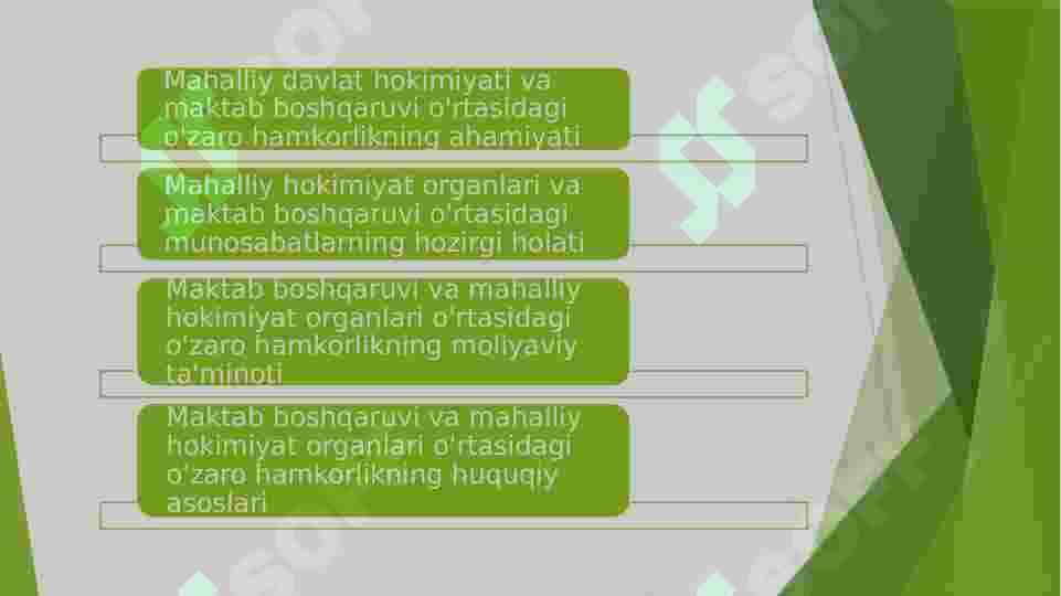 Maktabning boshqaruvida mahalliy davlat kokimiyati bilan o'zaro hamkorlik ishlari samaradorligini oshirish 2