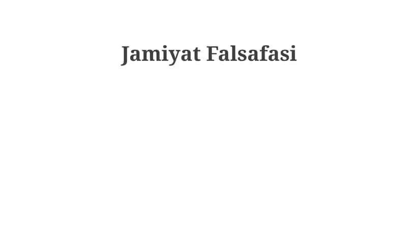 Jamiyat Falsafasi 1