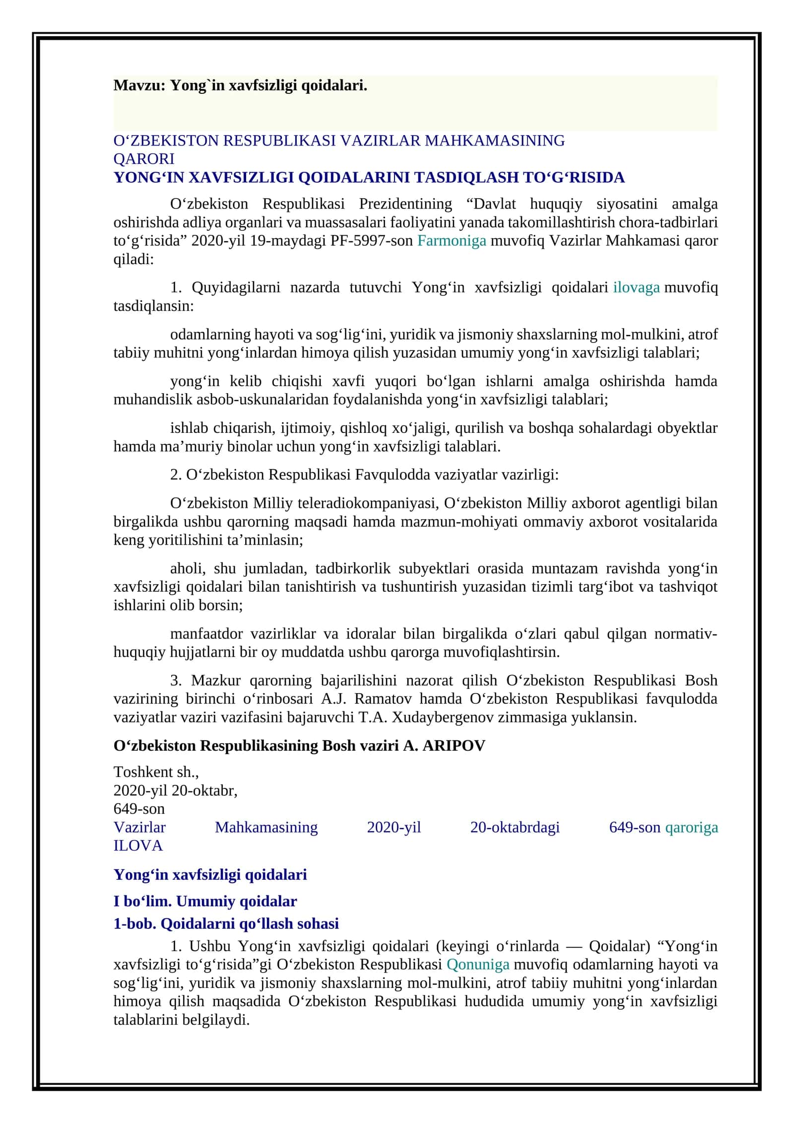Yong`in xavfsizligi qoidalari 1
