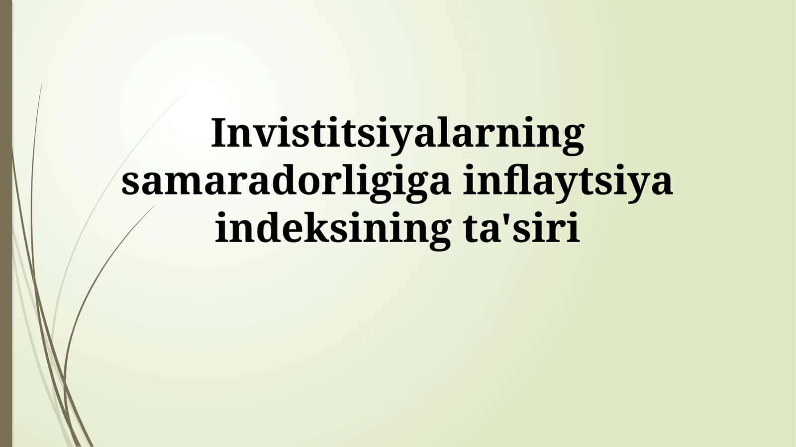 Invistitsiyalarning samaradorligiga inflaytsiyaindeksiningta'siri 1