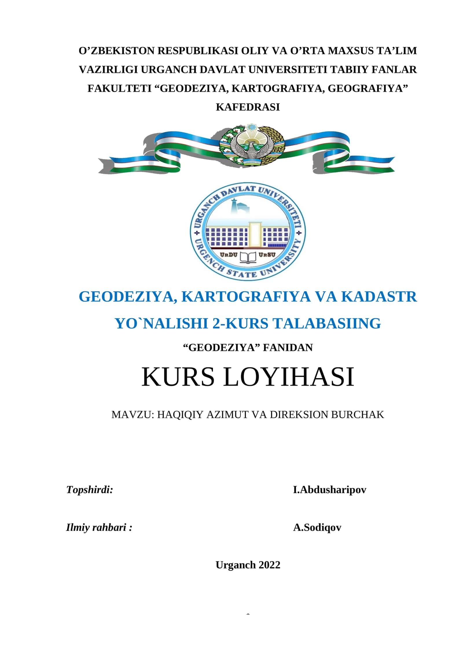HAQIQIY AZIMUT VA DIREKSION BURCHAK 1
