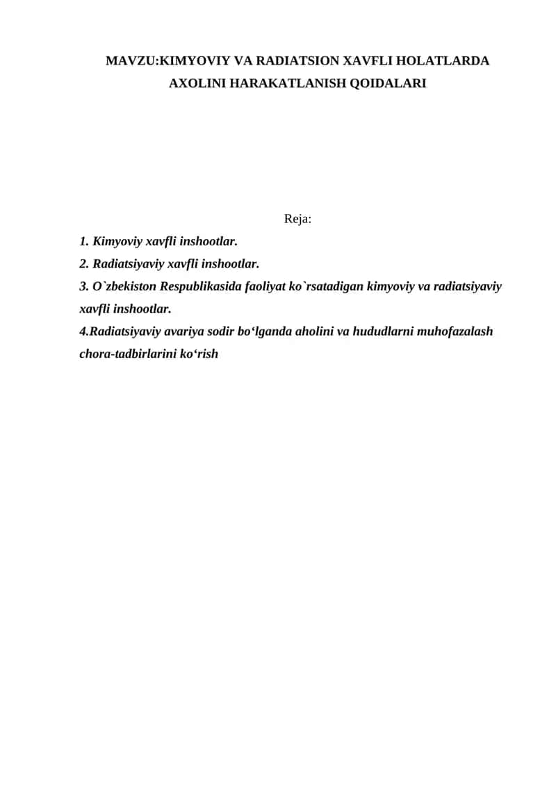 KIMYOVIY VA RADIATSION XAVFLI HOLATLARDA AXOLINI HARAKATLANISH QOIDALARI 1