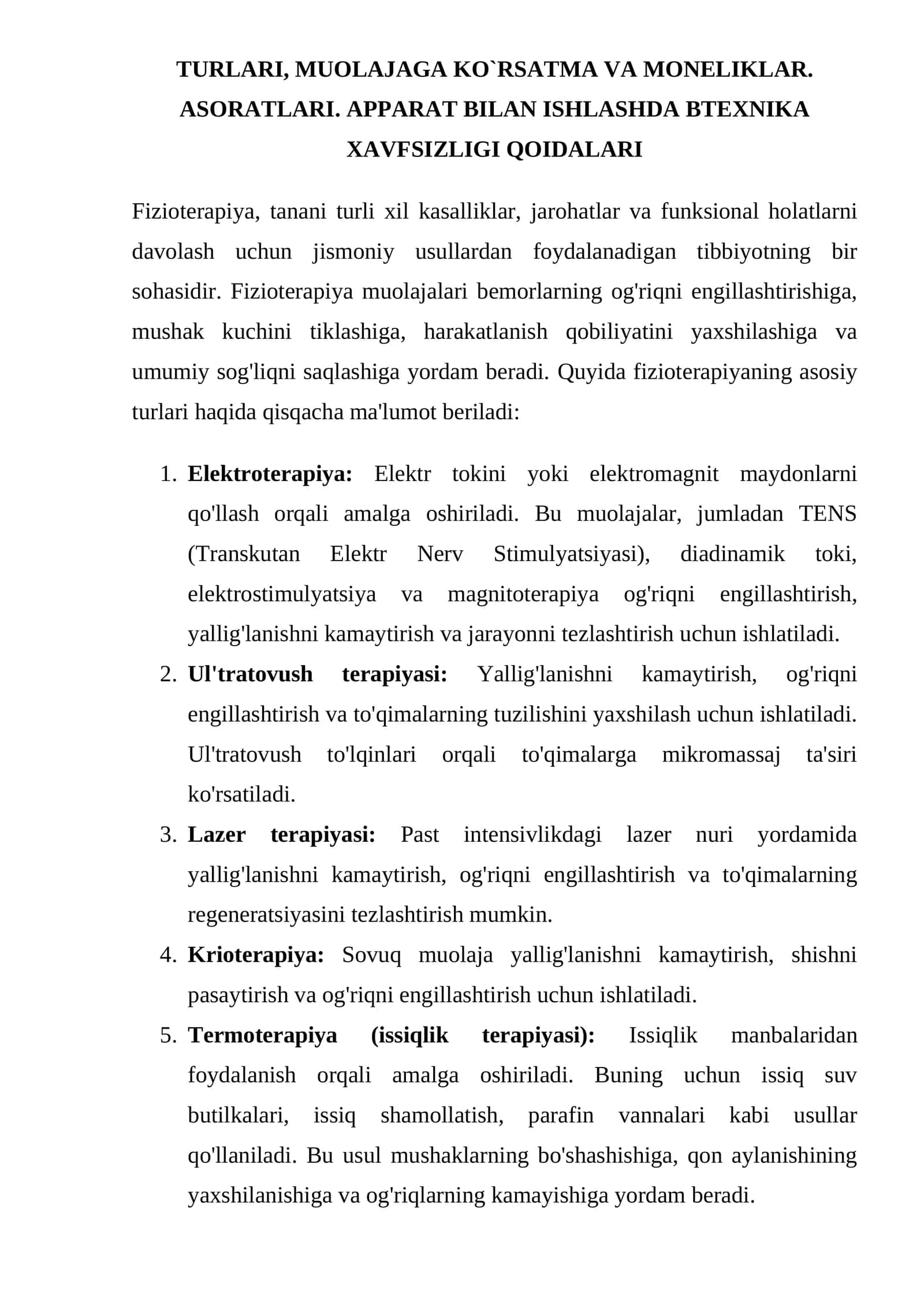 Fizioterapiya muolajalari 1
