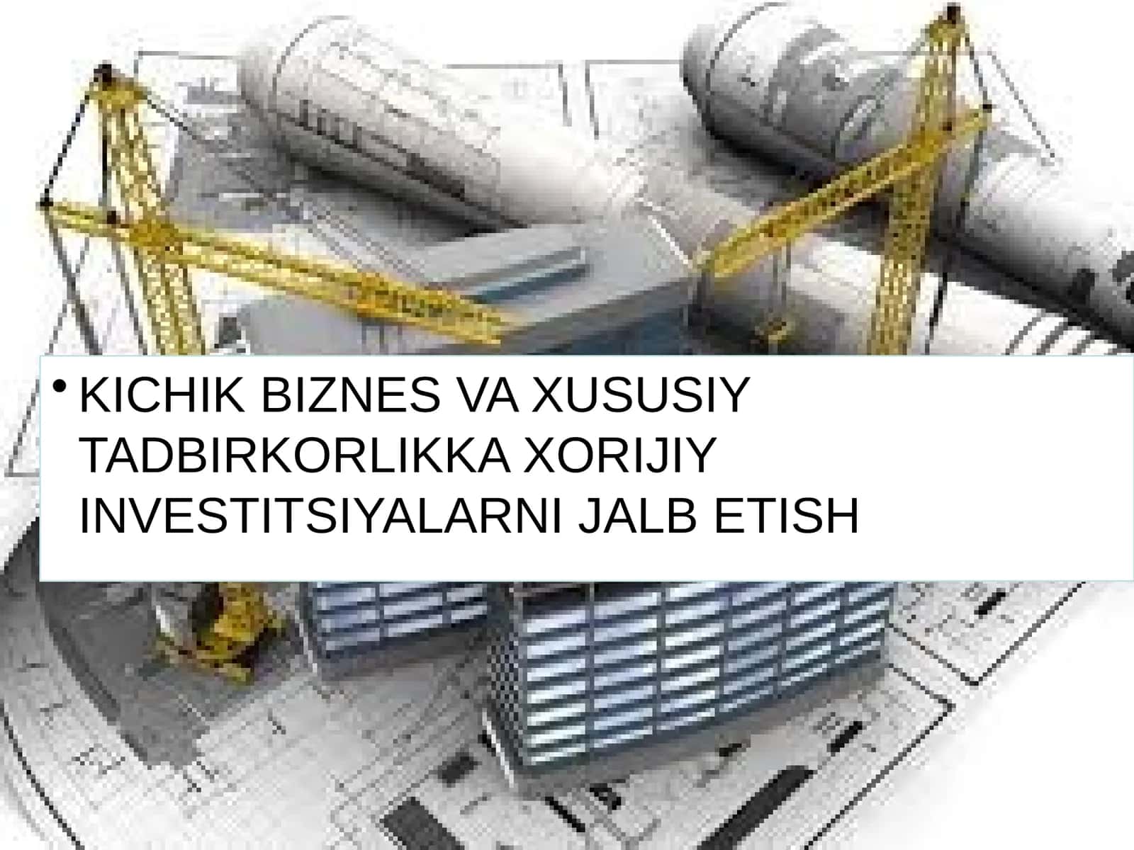 KICHIK BIZNES VA XUSUSIY TADBIRKORLIKKA XORIJIY INVESTITSIYALARNI JALB ETISH 1