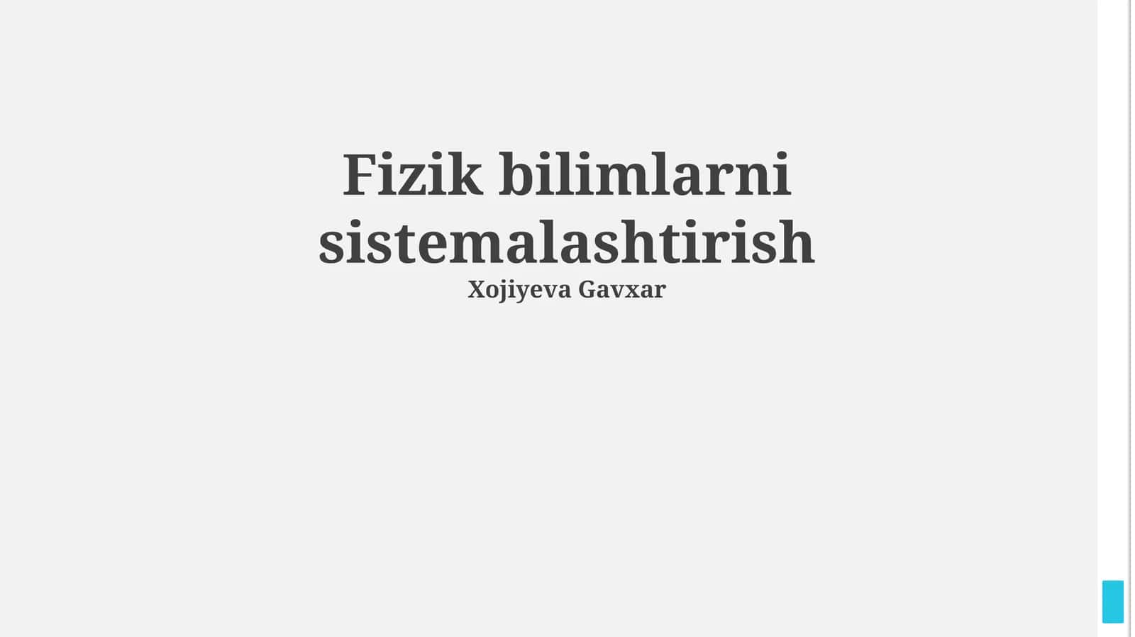 Fizik bilimlarni sistemalashtirish 1