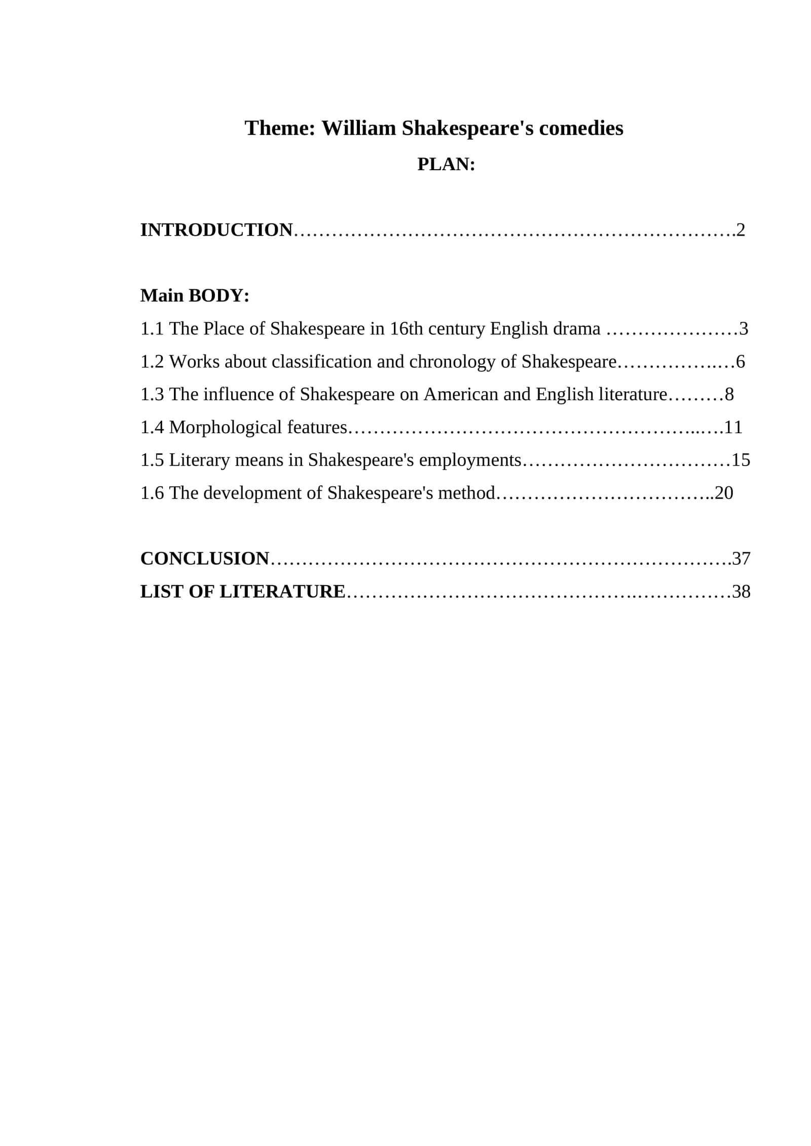 Theme: William Shakespeare's comedies 1