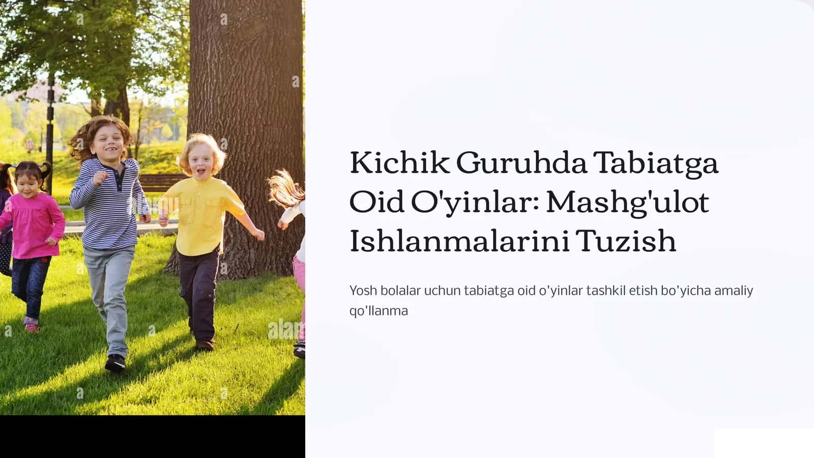 Kichik Guruhda Tabiatga Oid O'yinlar: Mashg'ulot Ishlanmalarini Tuzish 1
