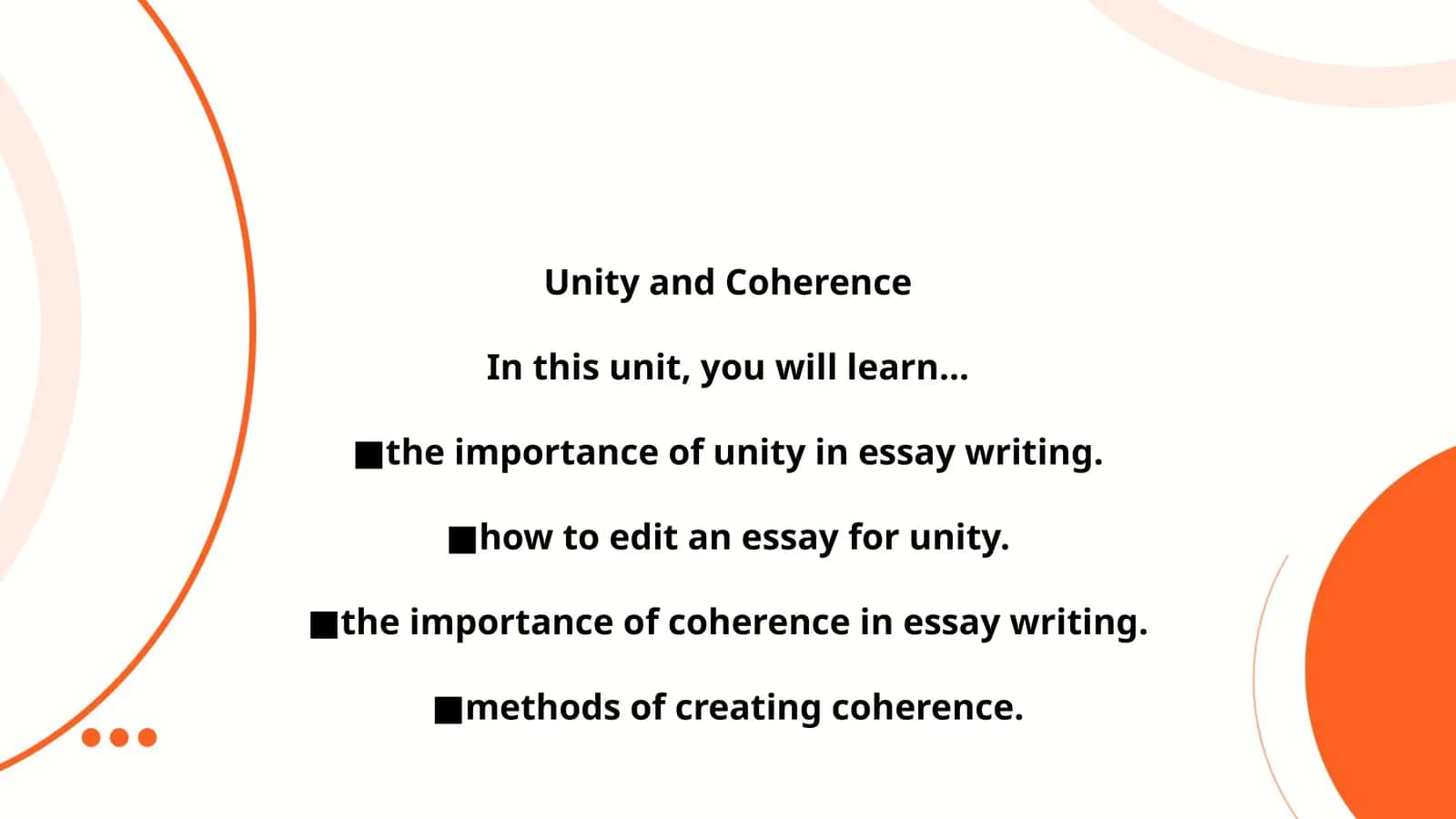 Unity and Coherence 1