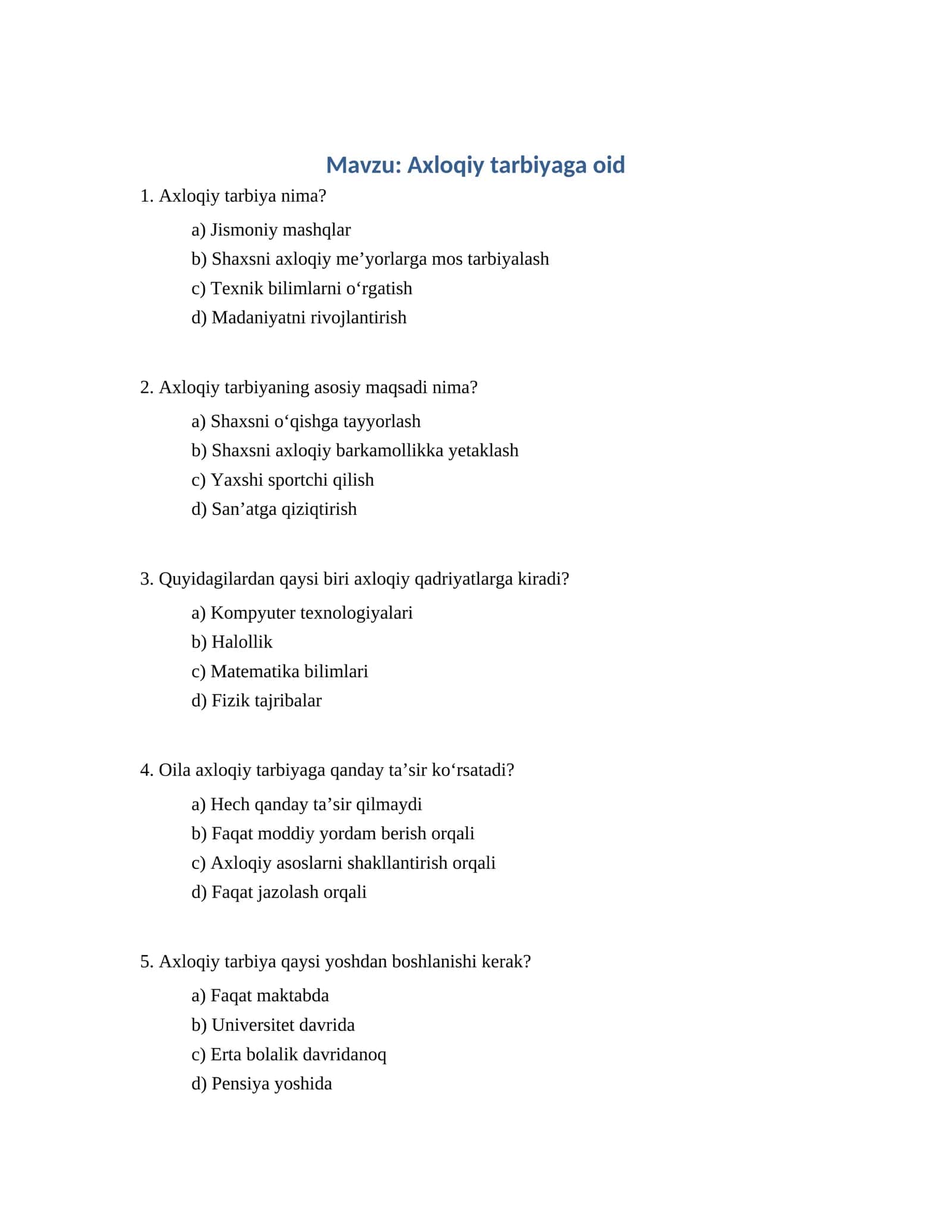 Axloqiy tarbiyaga oid 1