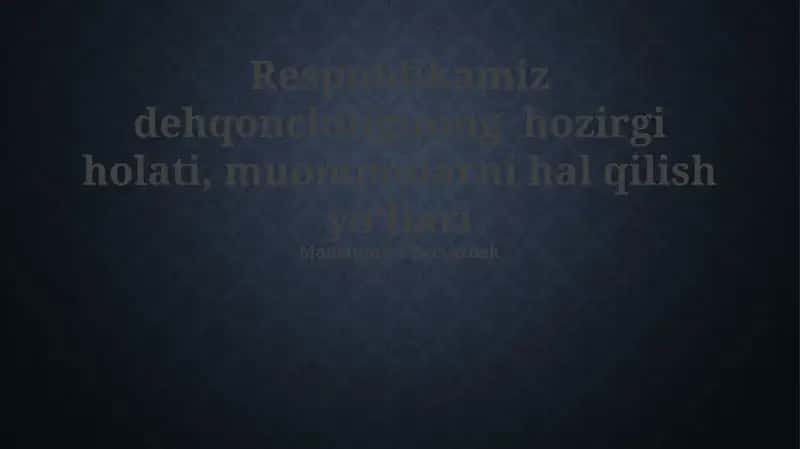 Qishloq xo'jaligi ekinlarining diversifikatsiyasi 1