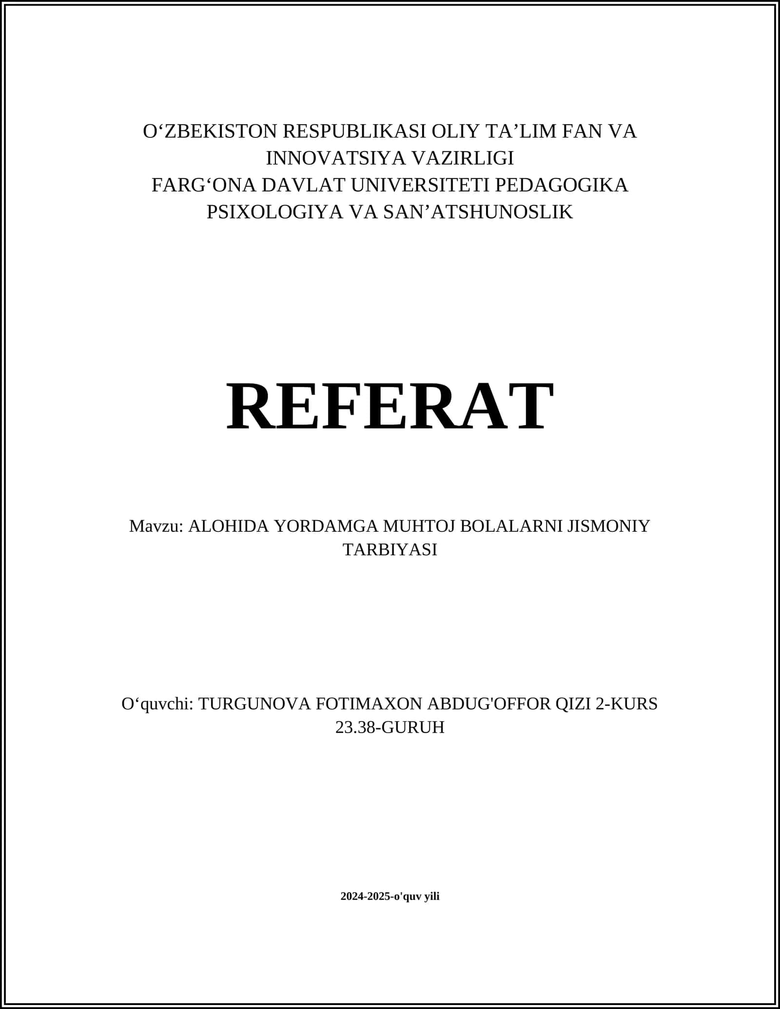 Maxsus jismoniy tarbiya dasturlari 1