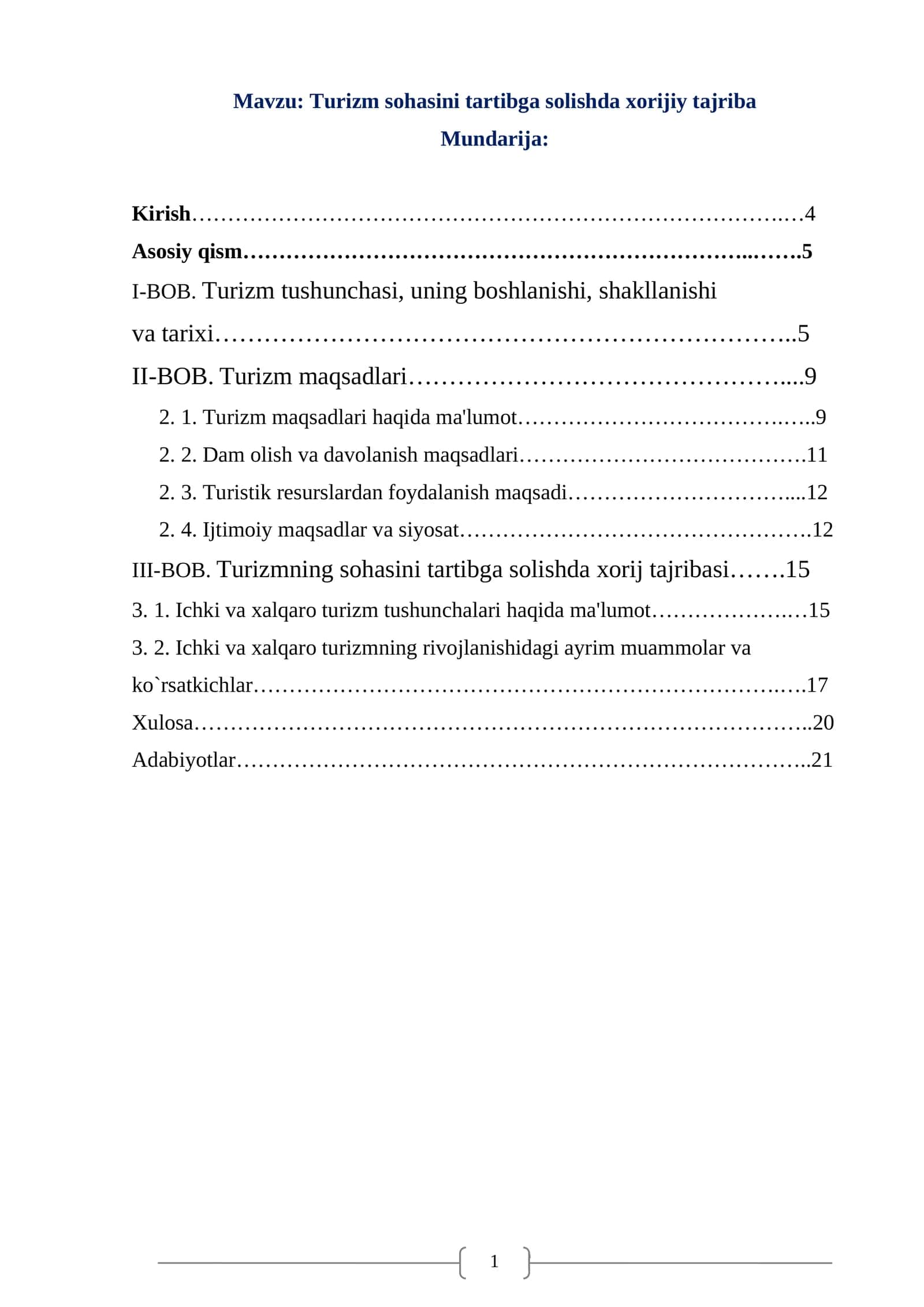 Turizm sohasini tartibga solishda xorijiy tajriba 1