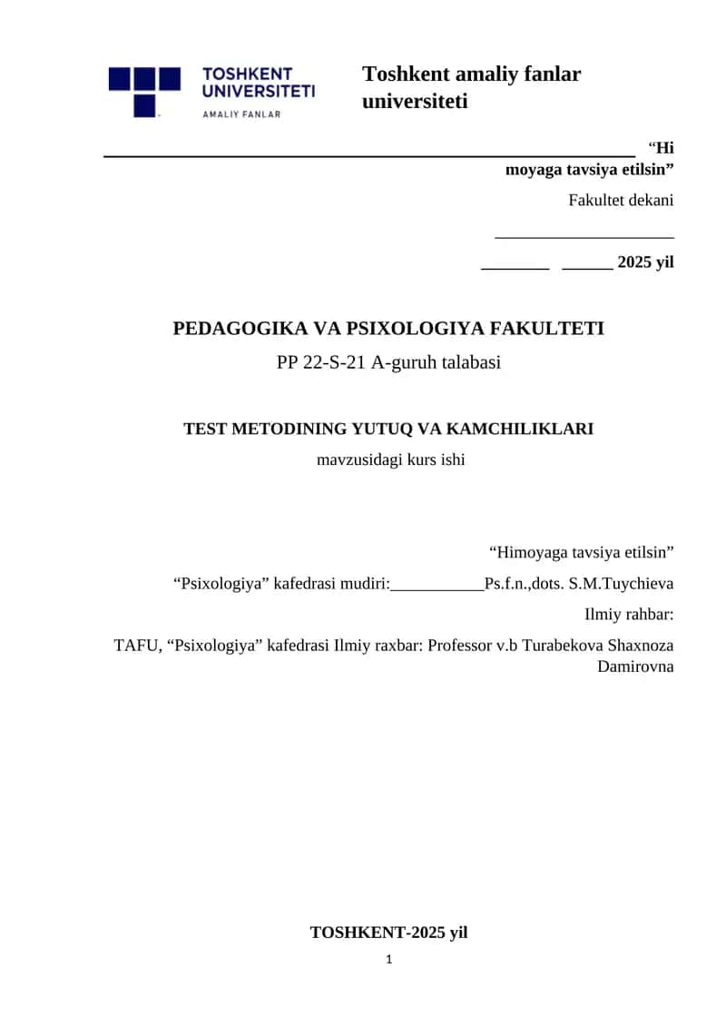 TEST METODINING YUTUQ VA KAMCHILIKLARI 1