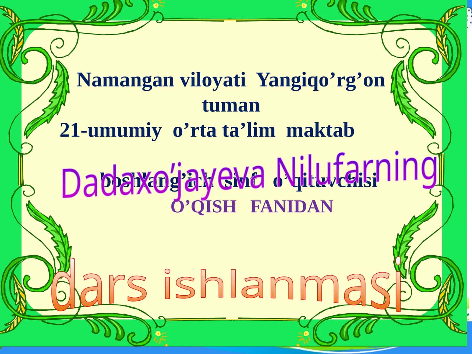 3-sinf O'qish fanidan Bahor keldi mavzuda dars ishlanmasi 1