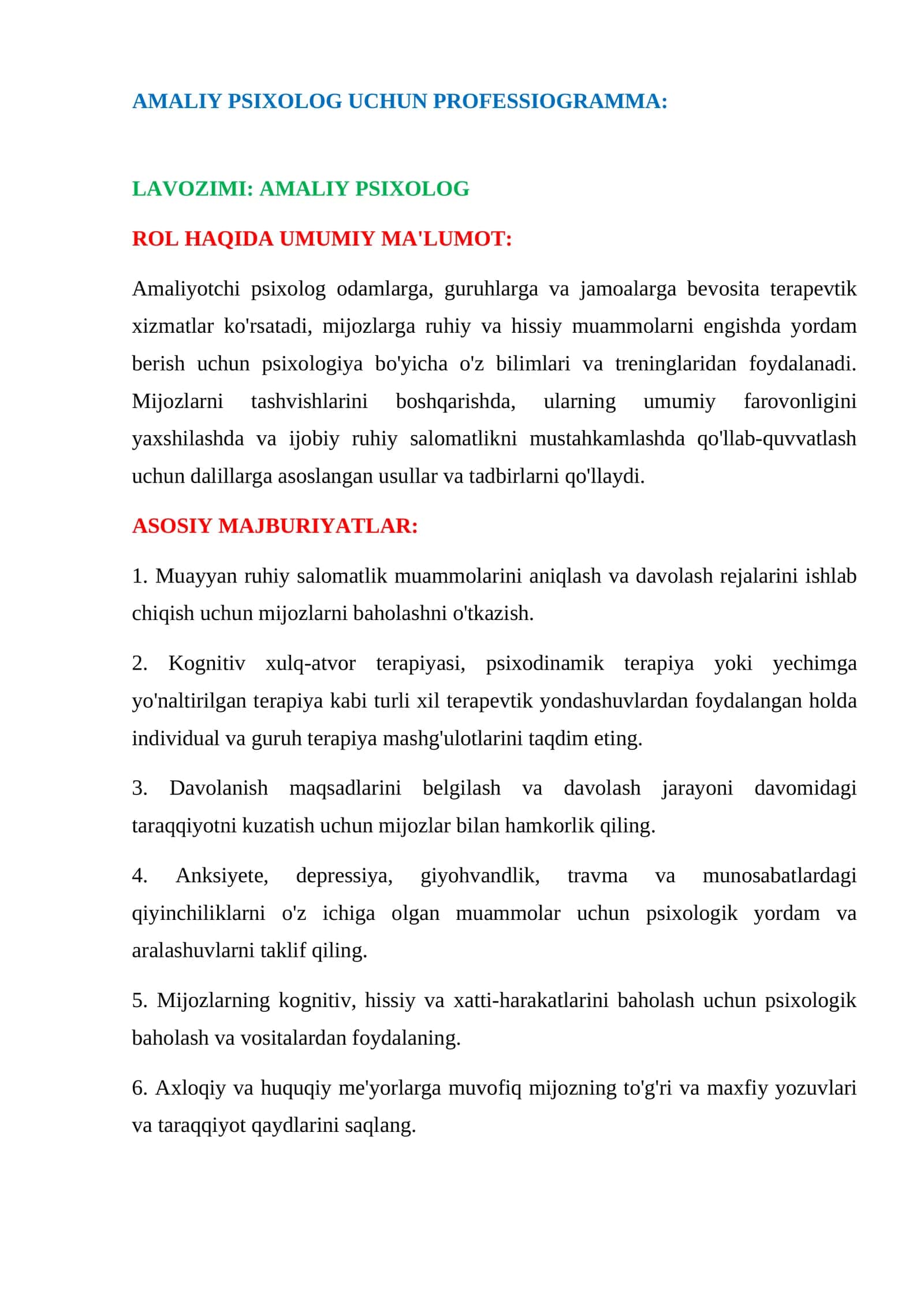 AMALIY PSIXOLOG UCHUN PROFESSIOGRAMMA 1