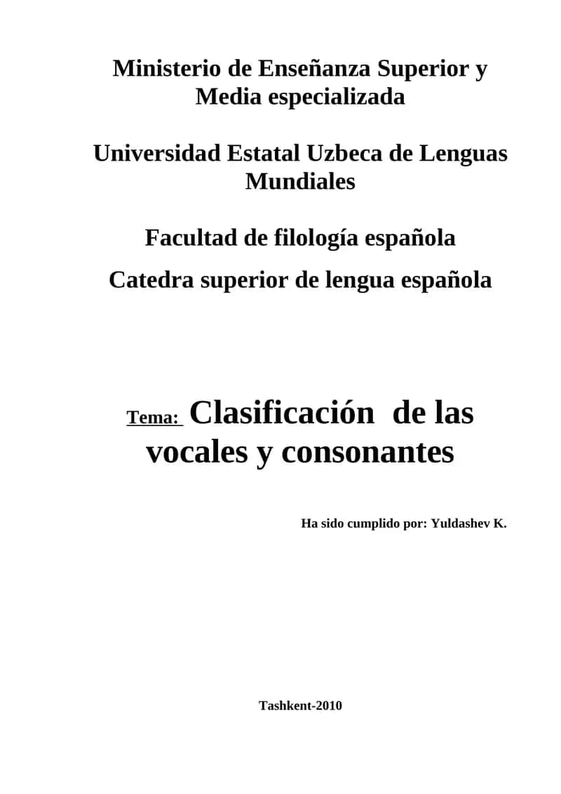 Clasificación de las vocales y consonantes 1