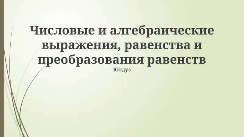 Числовые и алгебраические выражения, равенства и преобразования равенств 1