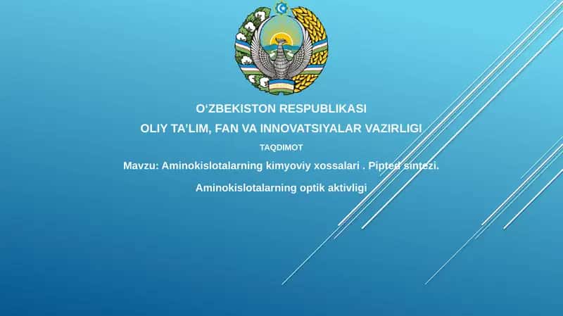 Aminokislotalarning kimyoviy xossalari.Piptedsintezi.Aminokislotalarningoptikaktivligi 1