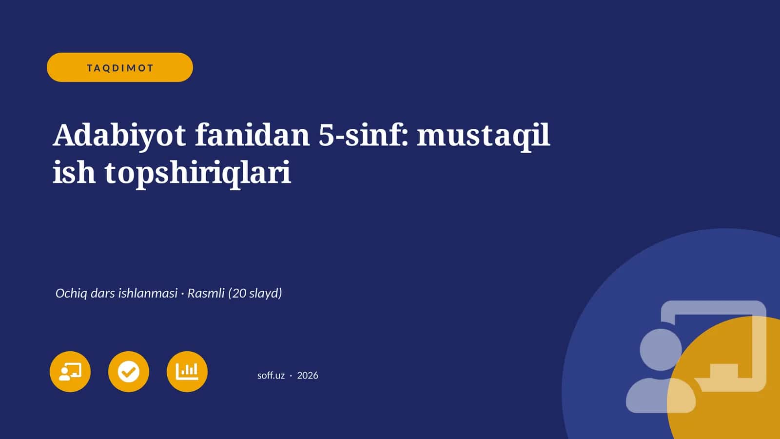 Adabiyot fanidan 5-sinf: mustaqil ish topshiriqlari 1