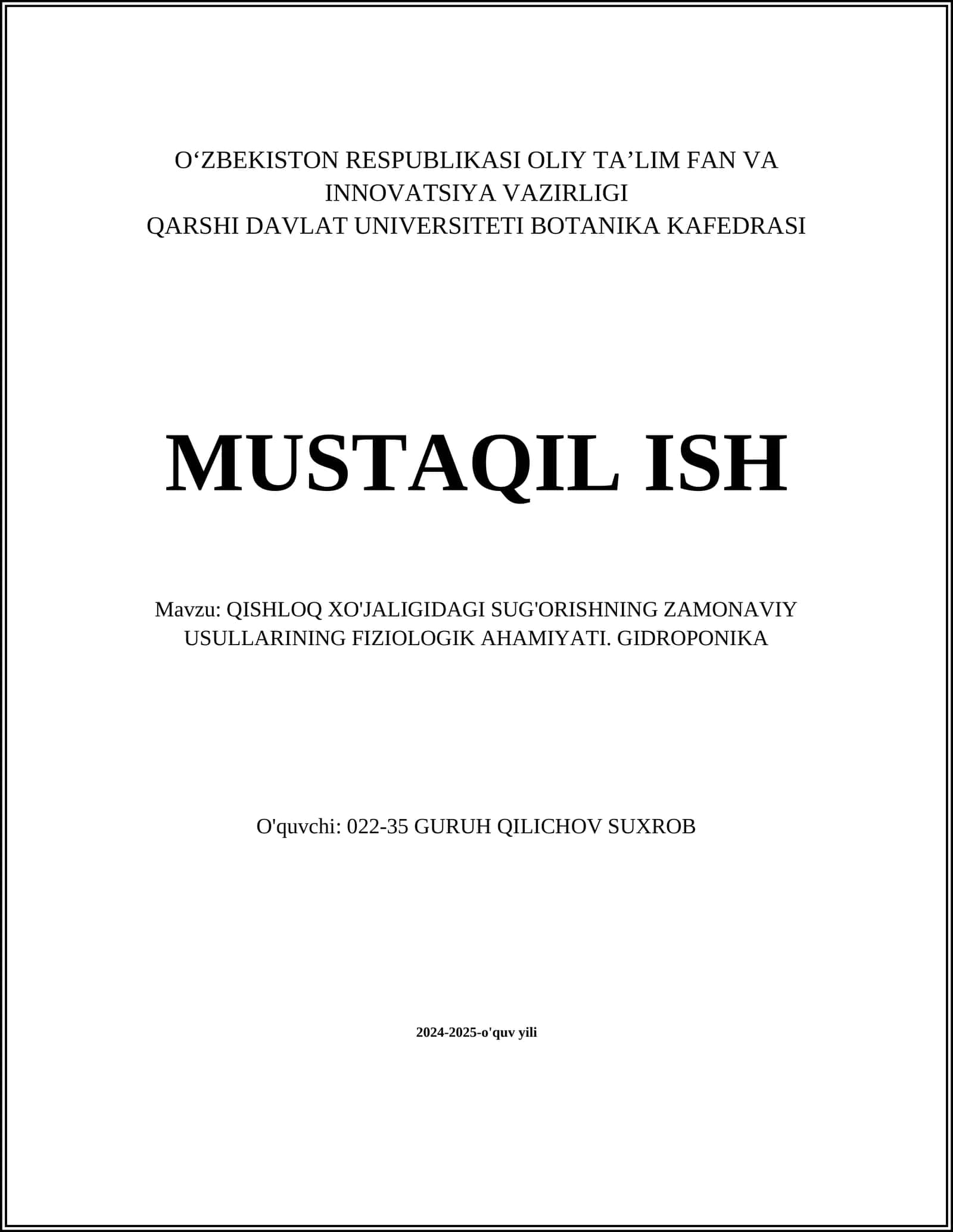 QISHLOQ XO'JALIGIDAGI SUG'ORISHNING ZAMONAVIY USULLARINING FIZIOLOGIK AHAMIYATI 1