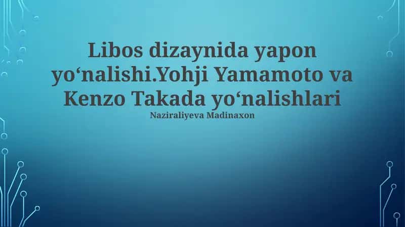 Yaponiya kiyim dizaynidagi yo'nalish 1