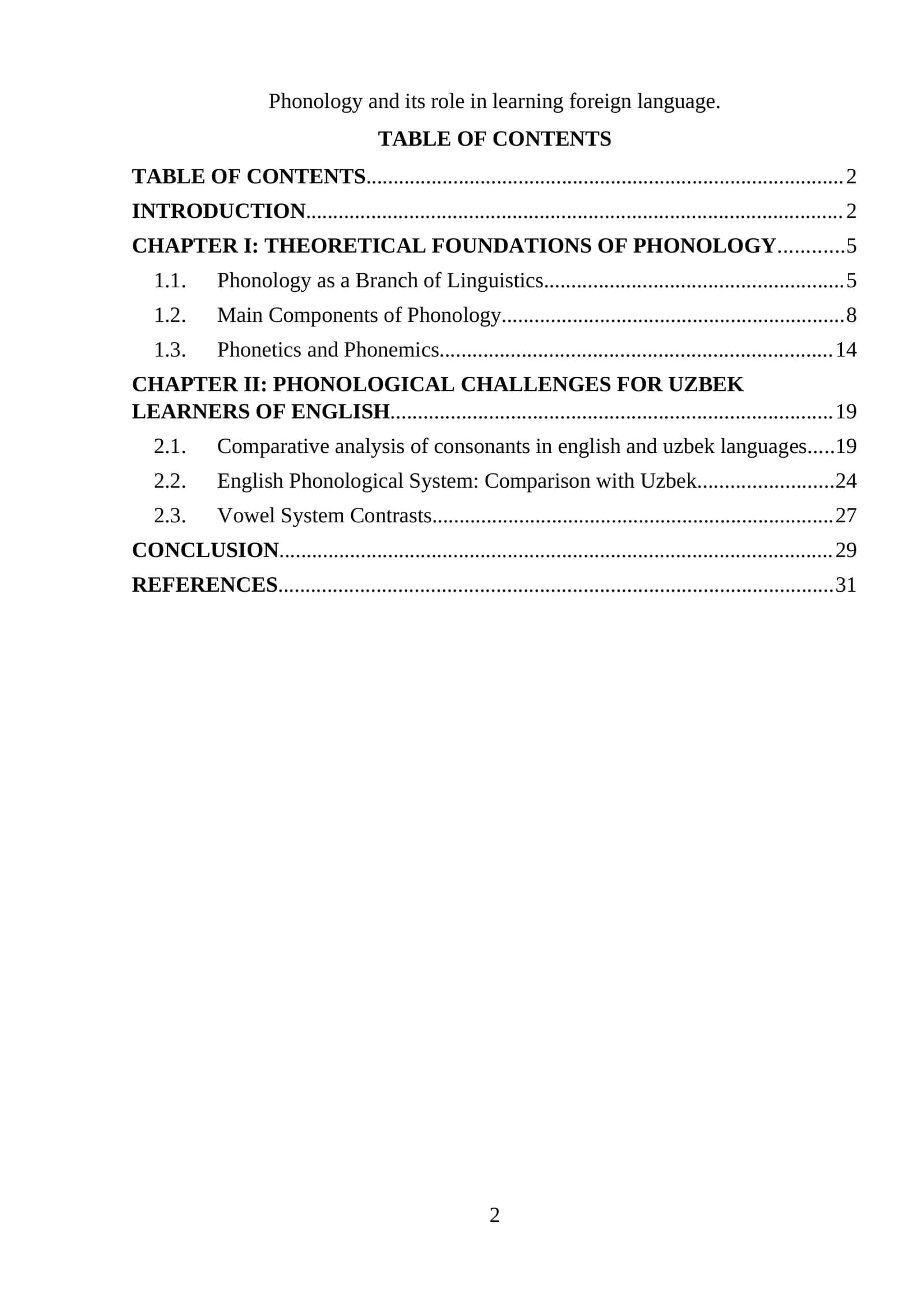 Phonology and its role in learning foreign language 1