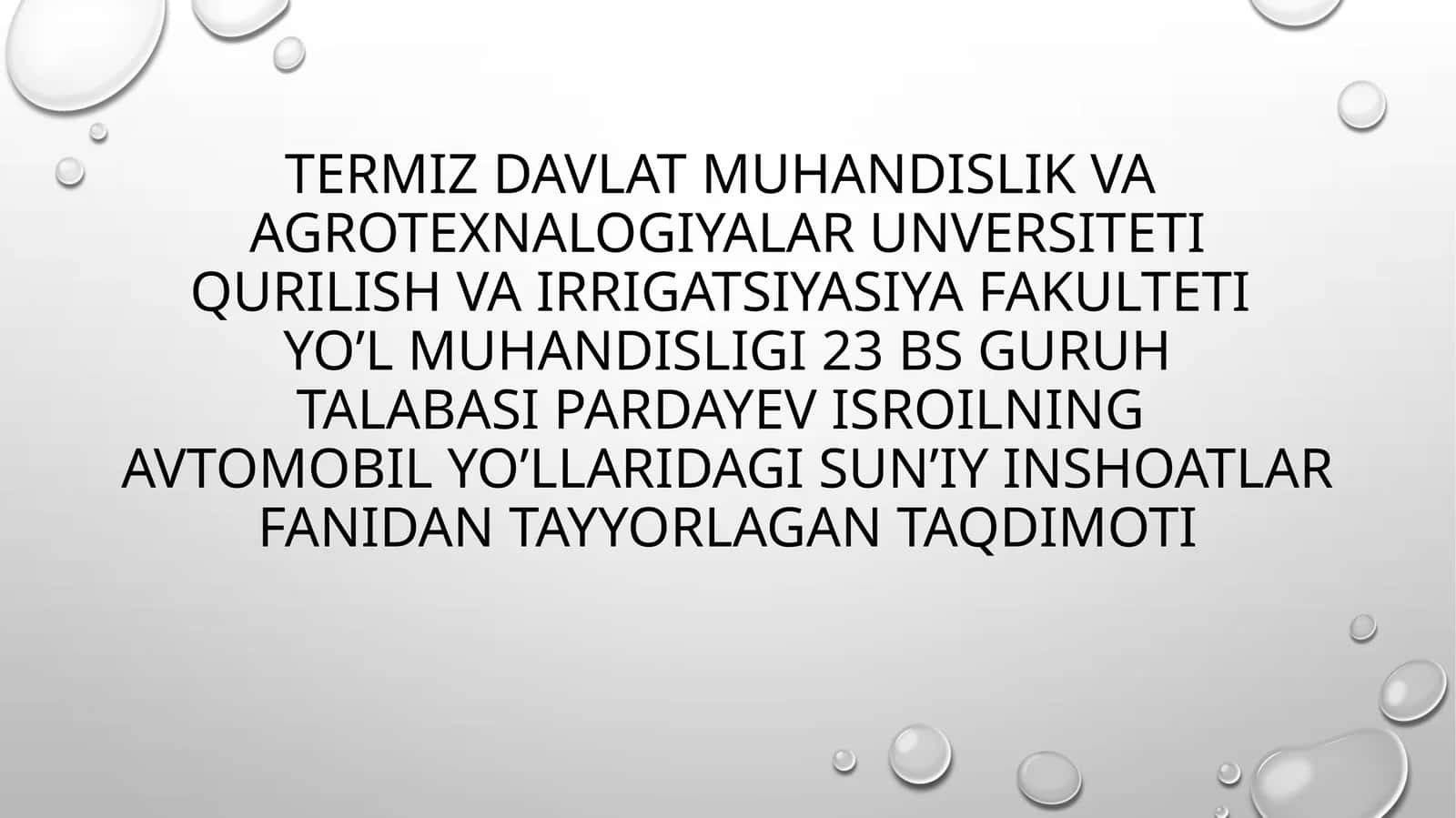 AVTOMOBIL YO’LLARIDAGI SUN’IY INSHOATLAR 1